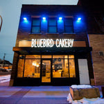 DL600 Blue LED Lights in front of Bluebird Cakery